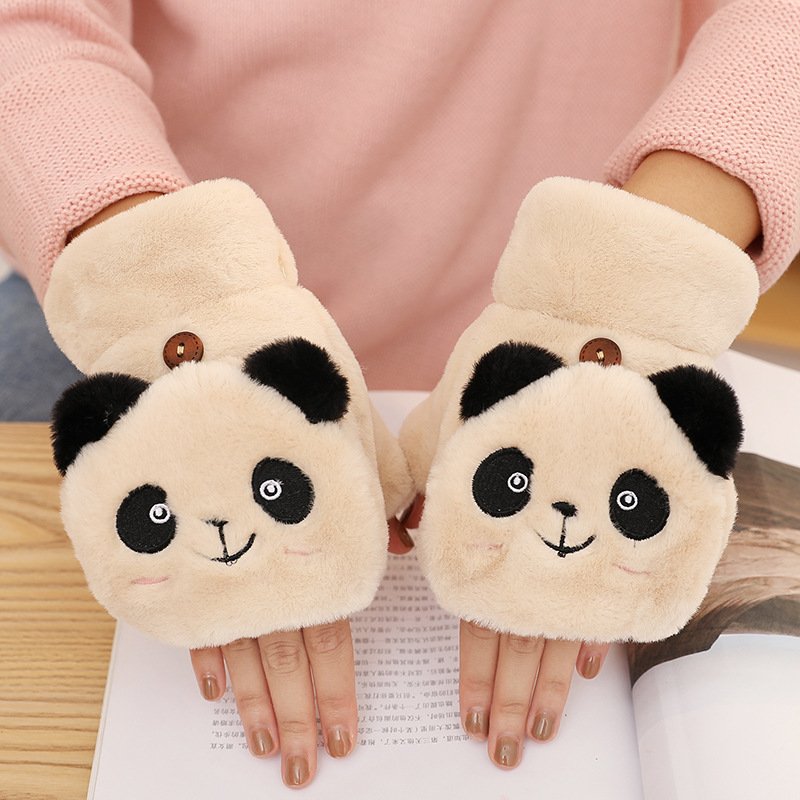 Plush Panda Women Flip Mittens - Panda Online Buy