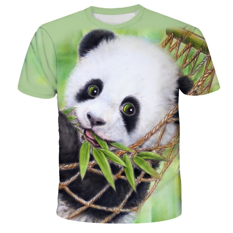 Men's Colorful Futuristic Panda 3d Print Funny Round Neck T - Temu